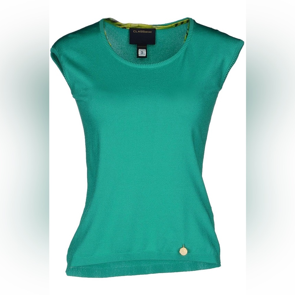 CAVALLI CLASS Emerald Green Knit Top M NWT